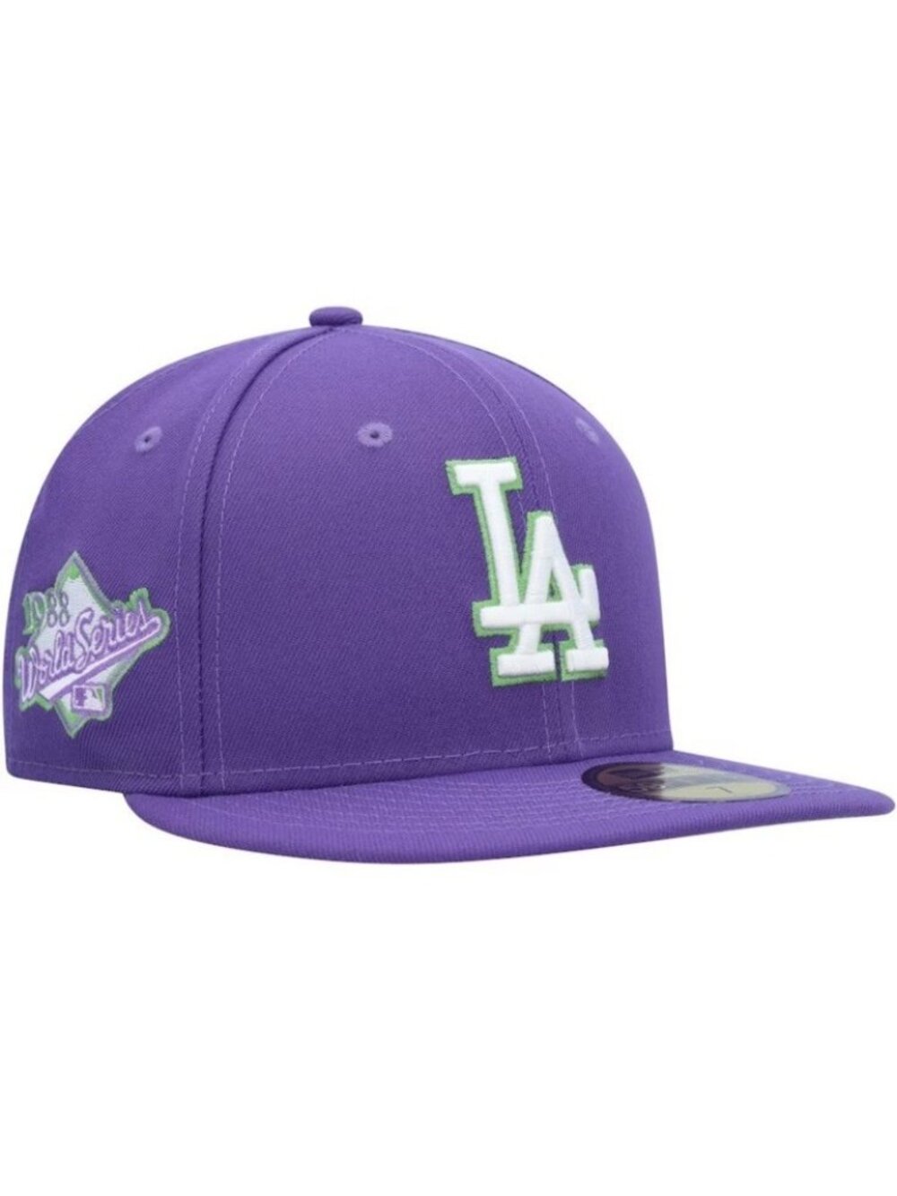 Men's New Era Purple Los Angeles Dodgers Lime Side Patch 59FIFTY Hat Size 7 7/8